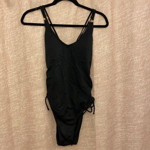 Black Side Shirred One Piece